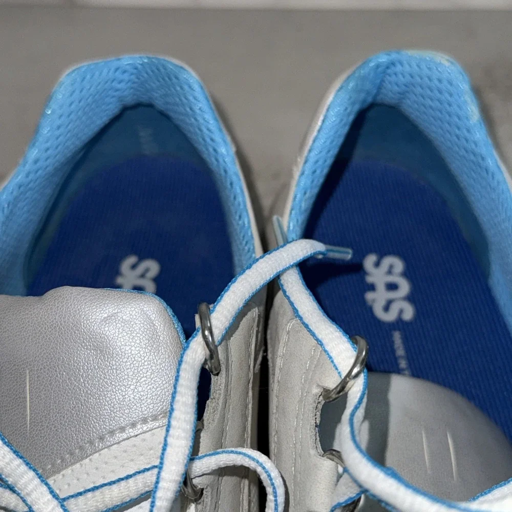SAS Walking Shoes Women 9.5 WW Extra Wide White Gray Comfort Sneakers